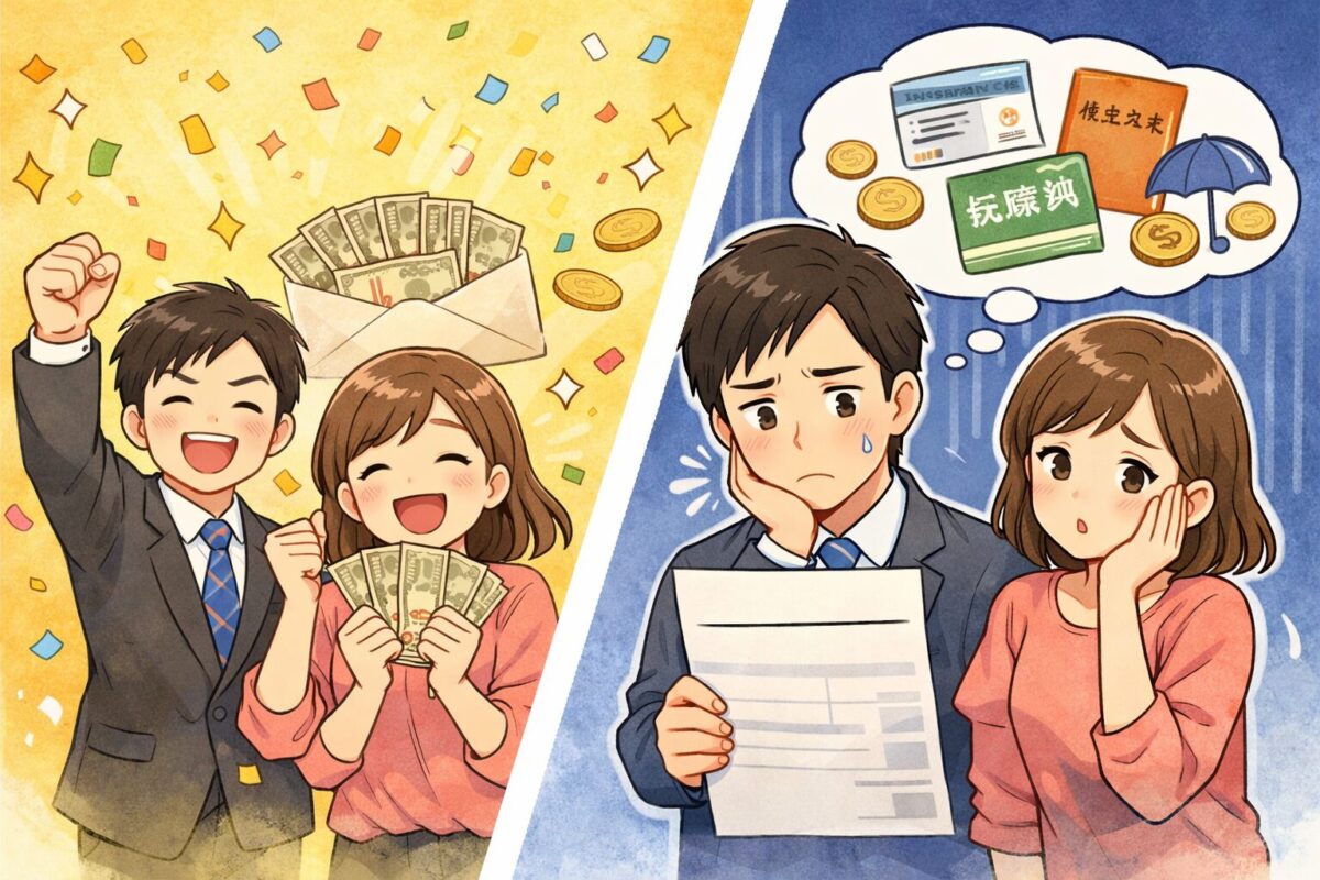 ボーナス支給で喜ぶけど手取りが思ったより少ないイメージ